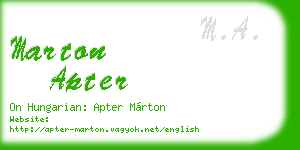 marton apter business card